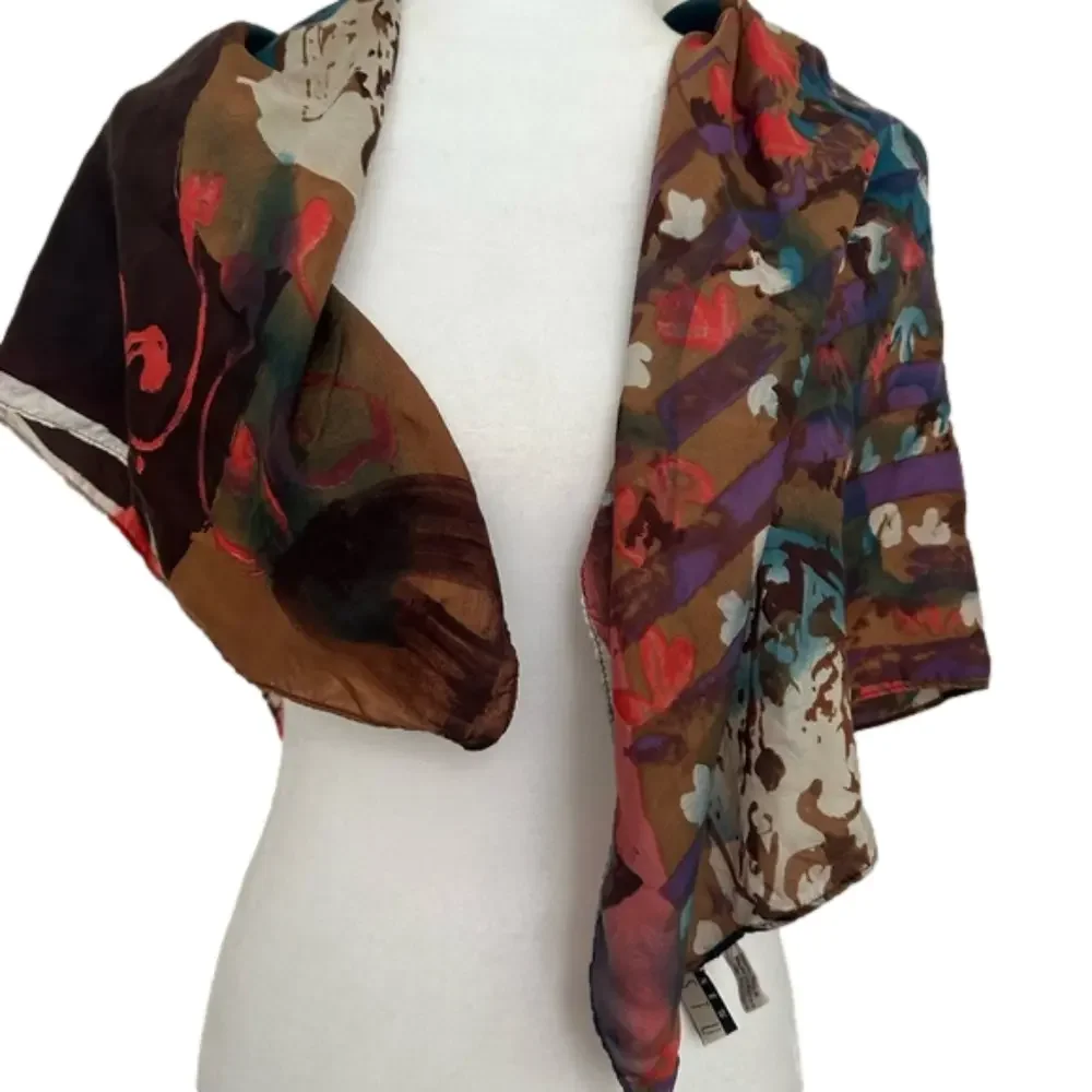 Vintage New York Studio 100% Silk Scarf Wrap 35x33”